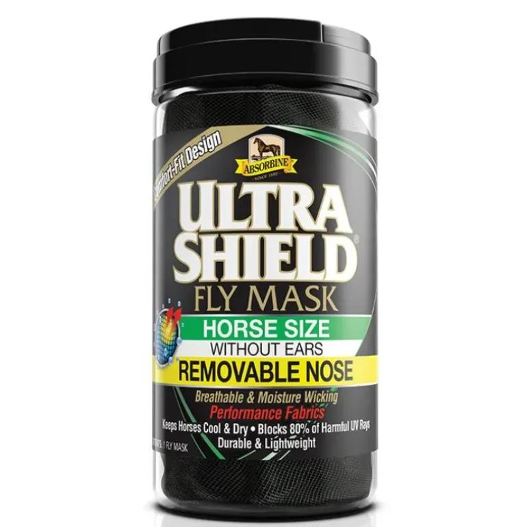 Absorbine UltraShield Fly Mask - avec Protège-Nez Amovible - Masque Anti-Insecte